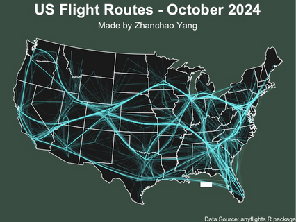 US Flight Routes Map - October 2024 by Zhanchao Yang
