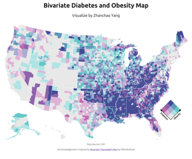Bivariate Diabetes and Obesity Map by Zhanchao Yang